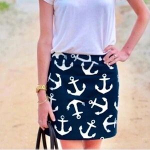 J. Crew Nautical Skirt Anchors Navy Blue White Size 4